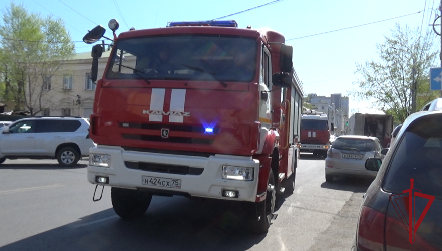 В Чите прошла тренировка по действиям при пожаре в административном здании Росгвардии 